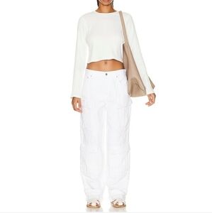 Grlfrnd Lex Cargo Jeans Sz 26 Button Fly Straight  White NEW NWT